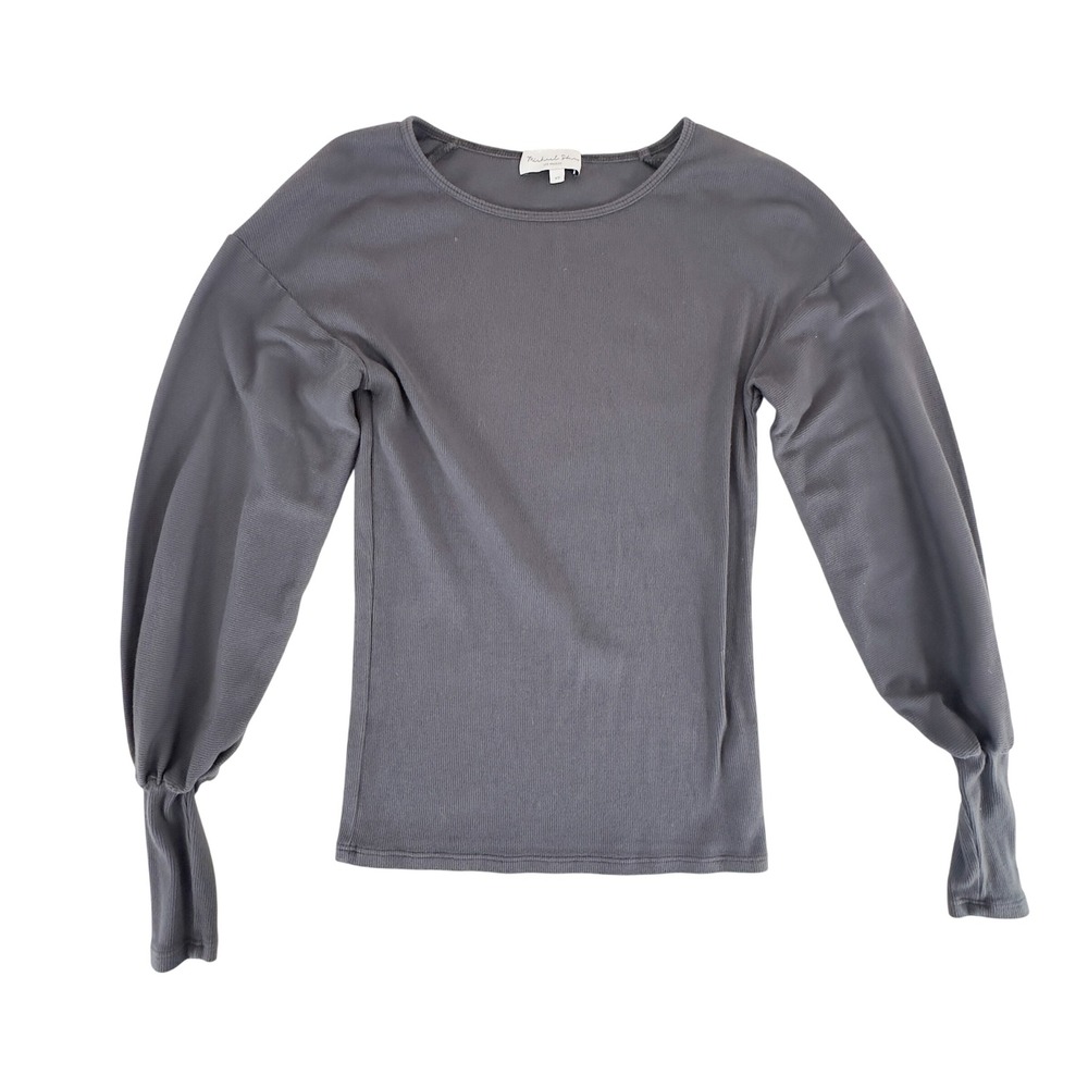 Michael Stars Fonda Puff Sleeve‎ Top Grey Cotton Modal - XS